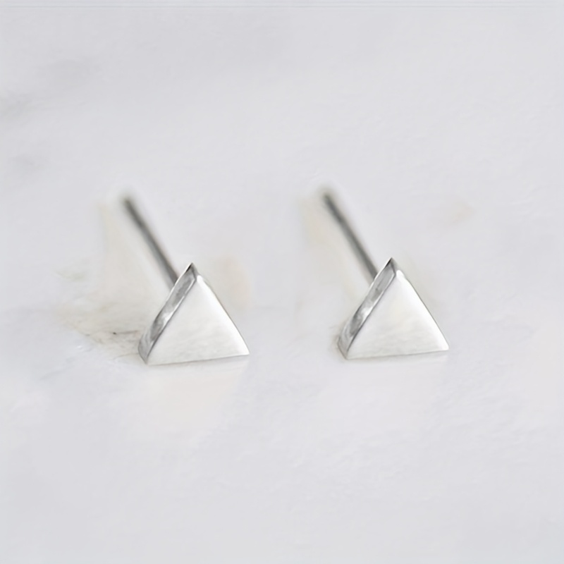 2 Pairs Women's Stainless Steel Minimalist Triangle Ear Studs